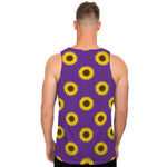Purple Sunflower Pattern Print Men's Tank Top