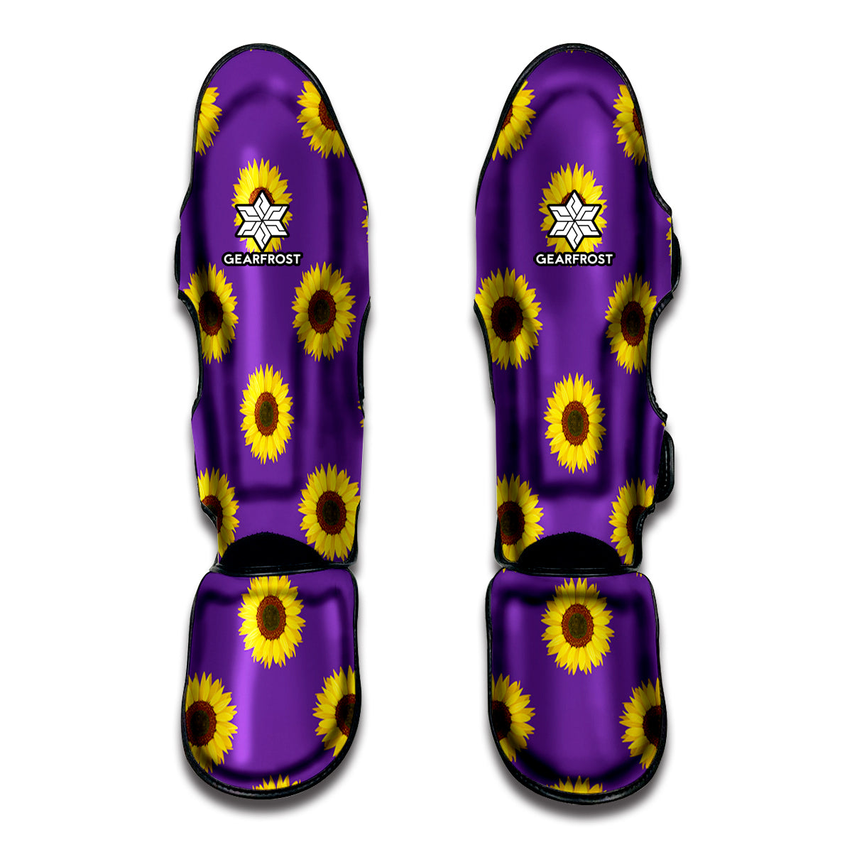 Purple Sunflower Pattern Print Muay Thai Shin Guard