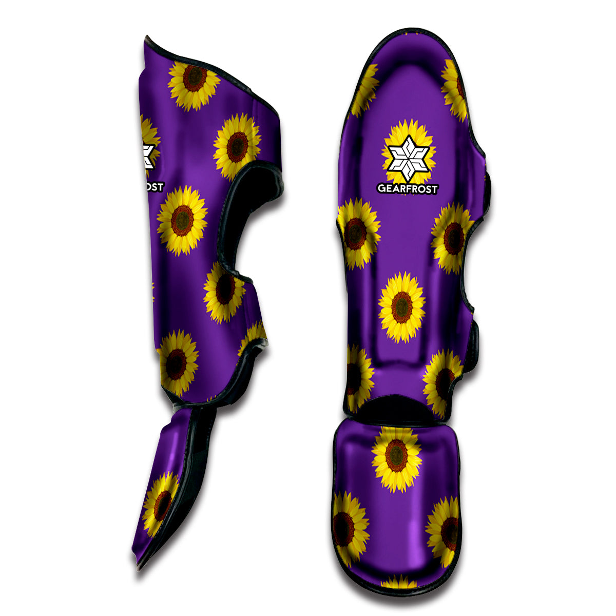 Purple Sunflower Pattern Print Muay Thai Shin Guard