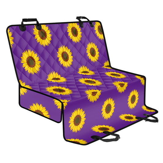 Purple Sunflower Pattern Print Pet Car Back Seat Cover