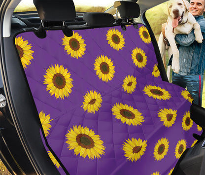 Purple Sunflower Pattern Print Pet Car Back Seat Cover