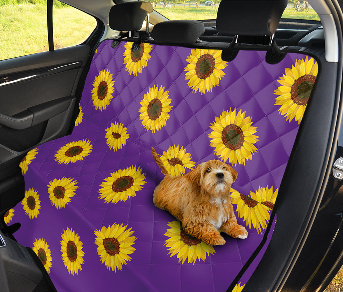 Purple Sunflower Pattern Print Pet Car Back Seat Cover