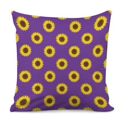 Purple Sunflower Pattern Print Pillow Cover