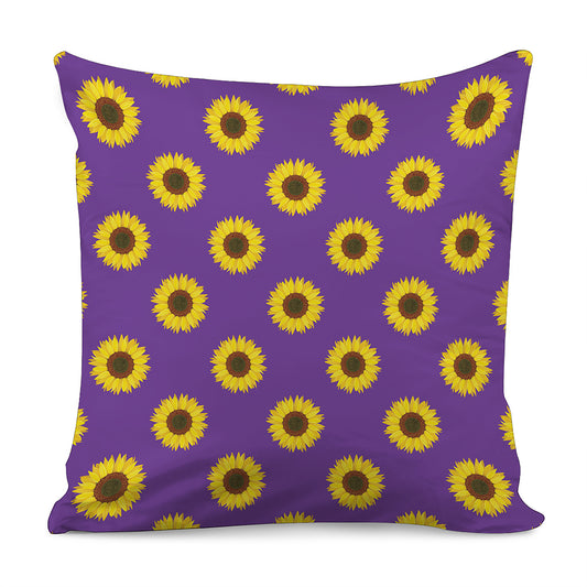 Purple Sunflower Pattern Print Pillow Cover