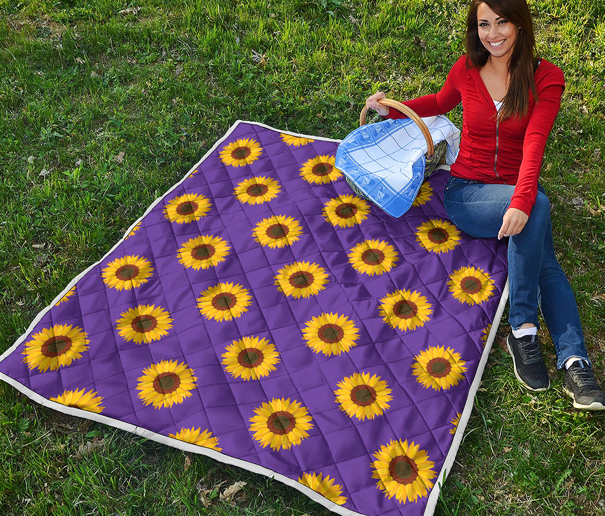 Purple Sunflower Pattern Print Quilt