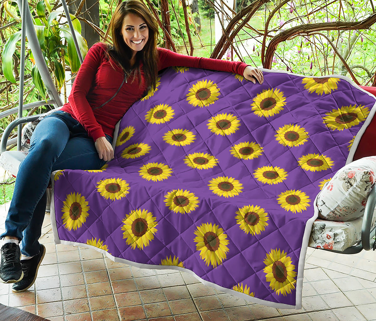 Purple Sunflower Pattern Print Quilt