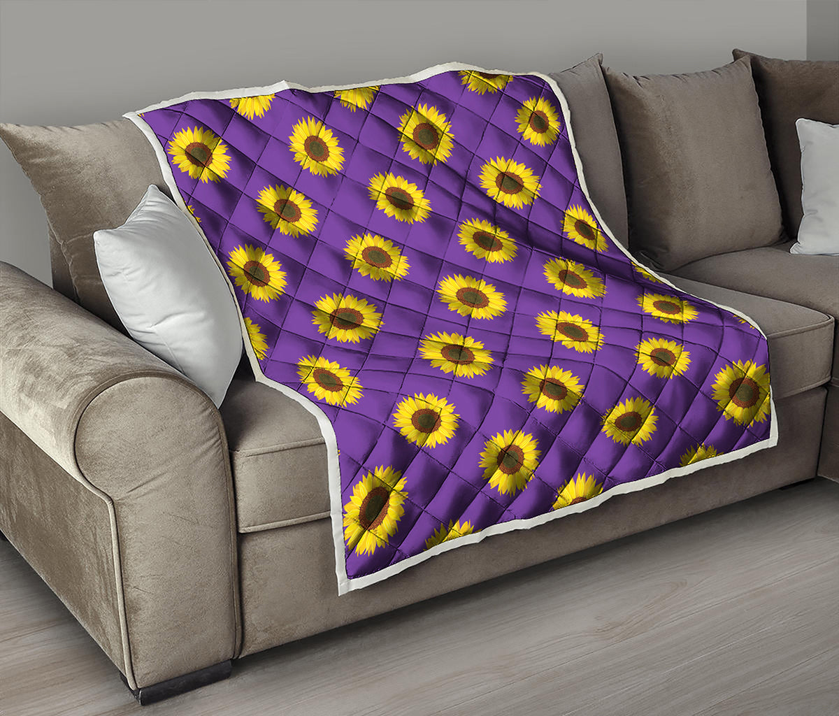 Purple Sunflower Pattern Print Quilt