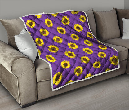 Purple Sunflower Pattern Print Quilt