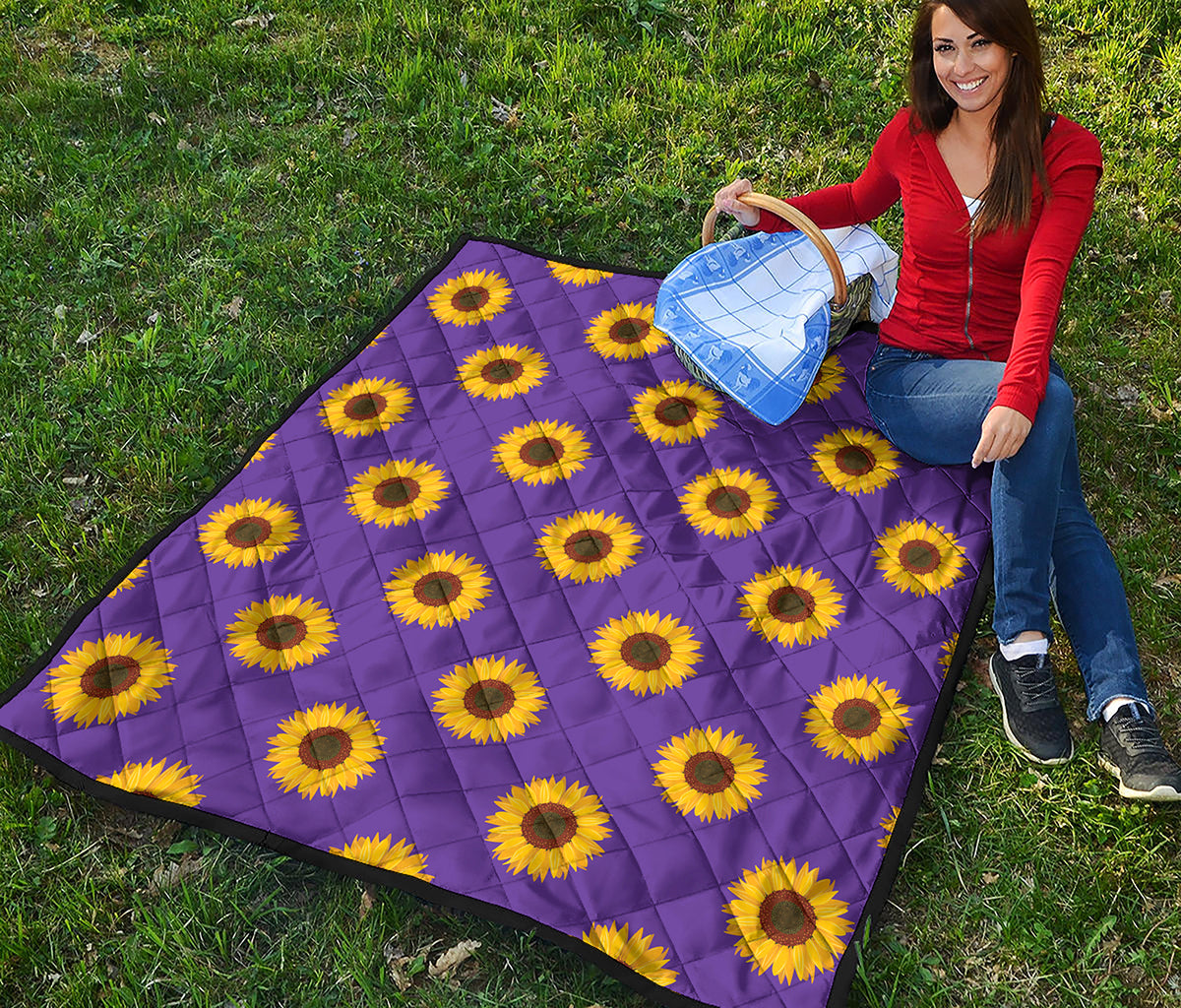 Purple Sunflower Pattern Print Quilt
