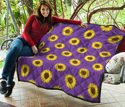 Purple Sunflower Pattern Print Quilt