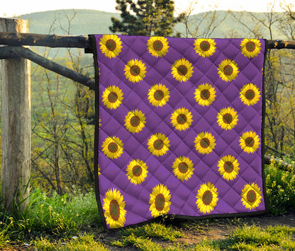 Purple Sunflower Pattern Print Quilt