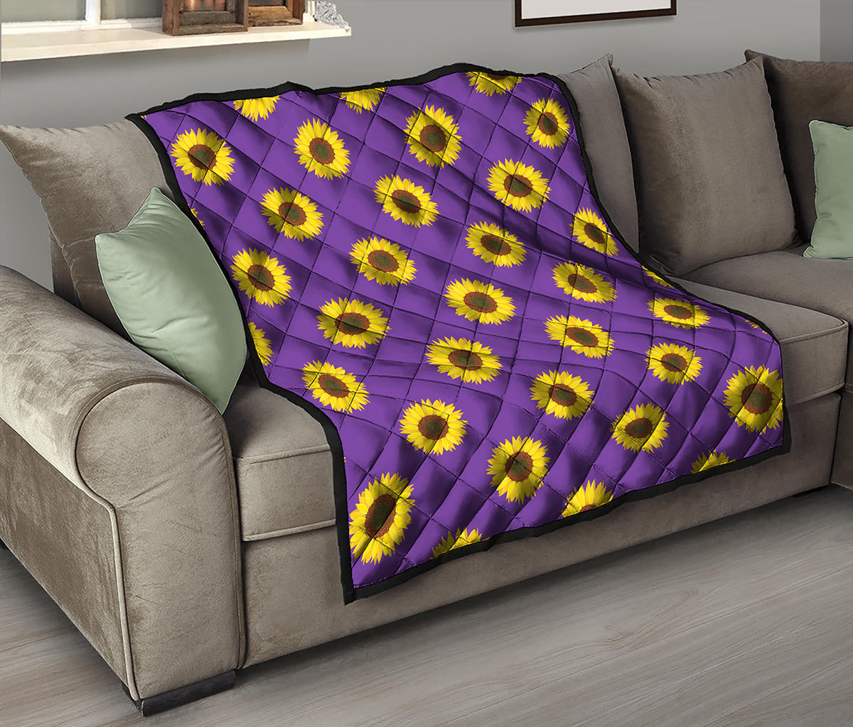 Purple Sunflower Pattern Print Quilt