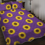 Purple Sunflower Pattern Print Quilt Bed Set