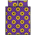 Purple Sunflower Pattern Print Quilt Bed Set
