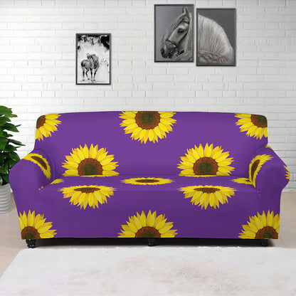 Purple Sunflower Pattern Print Sofa Cover