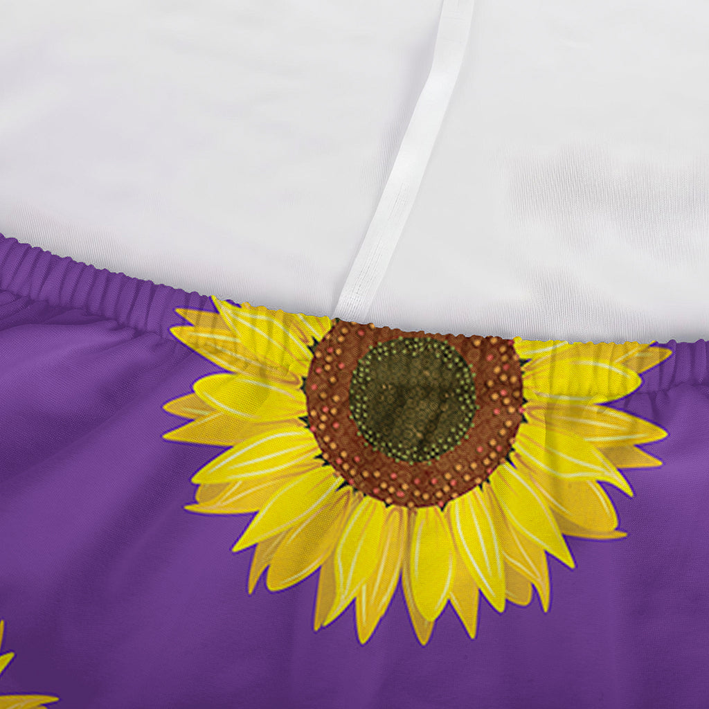 Purple Sunflower Pattern Print Sofa Cover