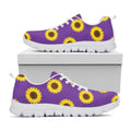 Purple Sunflower Pattern Print White Running Shoes