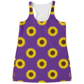 Purple Sunflower Pattern Print Women's Racerback Tank Top
