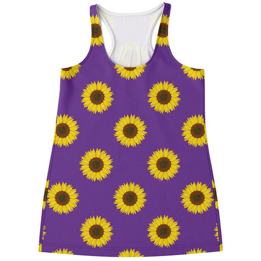 Purple Sunflower Pattern Print Women's Racerback Tank Top