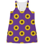Purple Sunflower Pattern Print Women's Racerback Tank Top