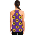 Purple Sunflower Pattern Print Women's Racerback Tank Top
