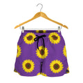 Purple Sunflower Pattern Print Women's Shorts