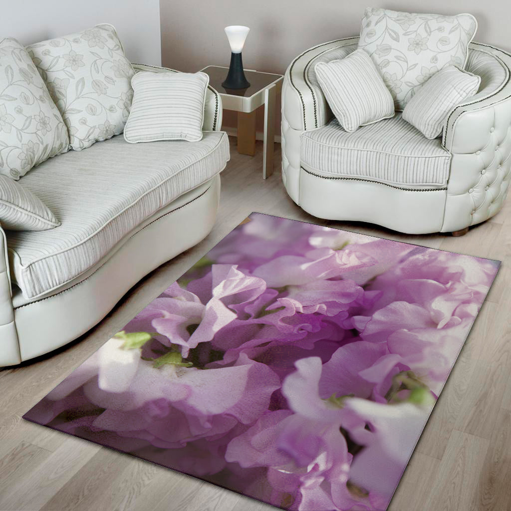 Purple Sweet Pea Print Area Rug