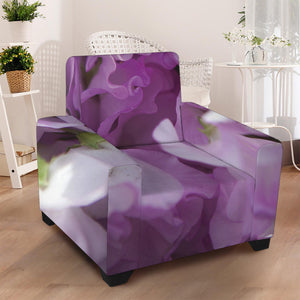 Purple Sweet Pea Print Armchair Slipcover