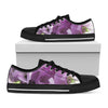 Purple Sweet Pea Print Black Low Top Shoes