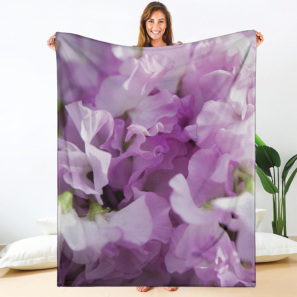 Purple Sweet Pea Print Blanket