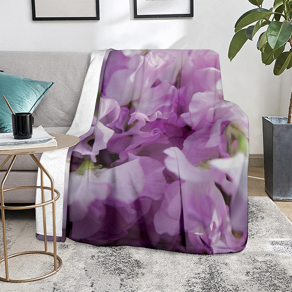 Purple Sweet Pea Print Blanket