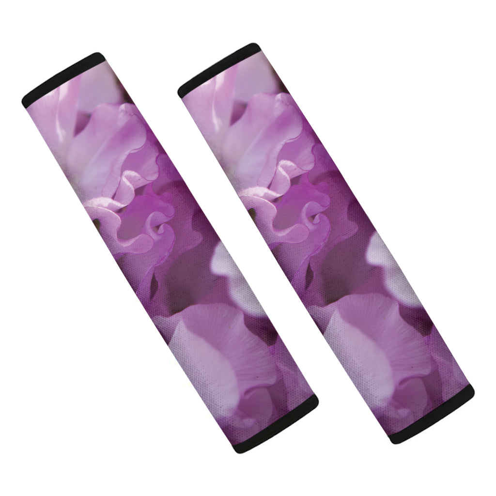 Purple Sweet Pea Print Car Seat Belt Covers