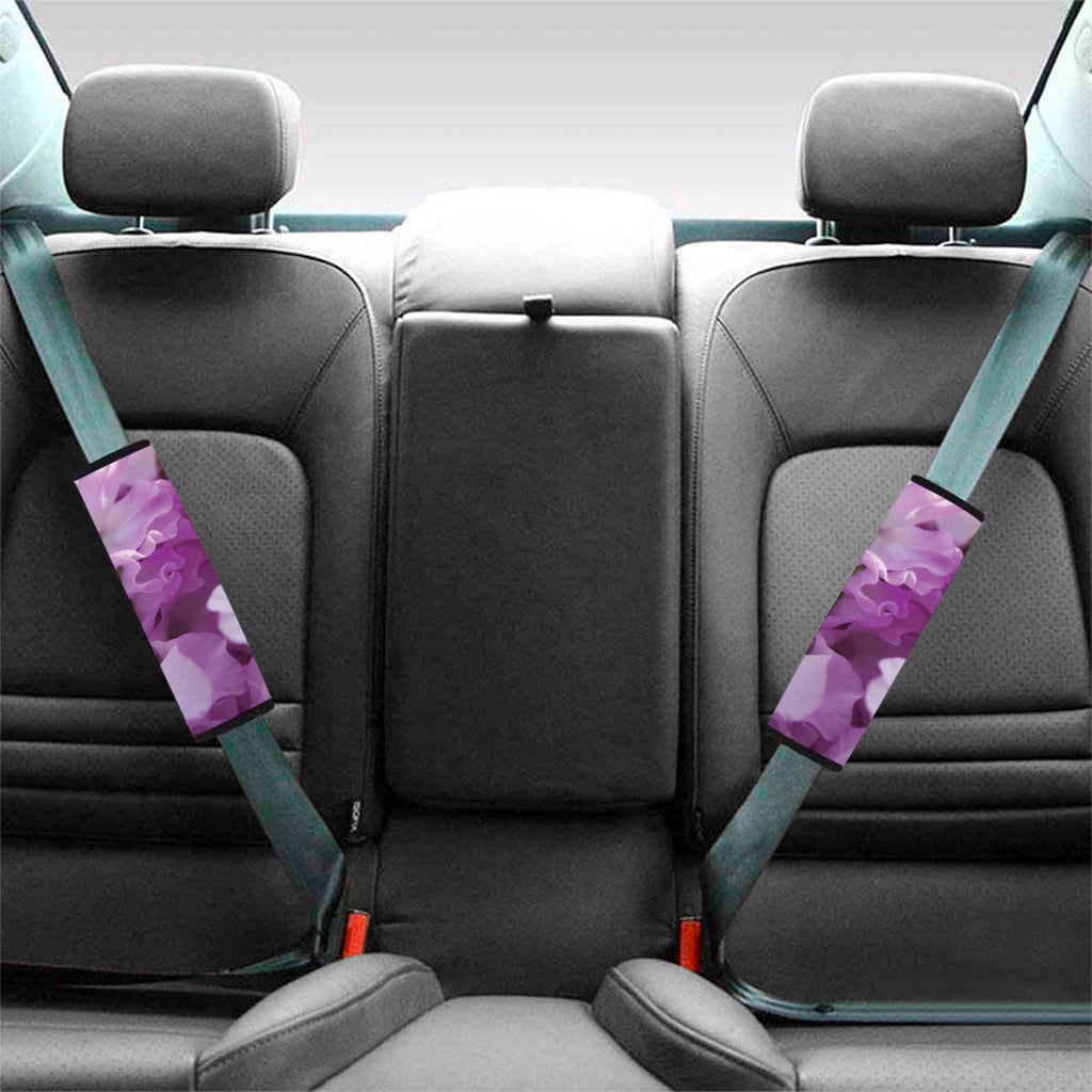 Purple Sweet Pea Print Car Seat Belt Covers