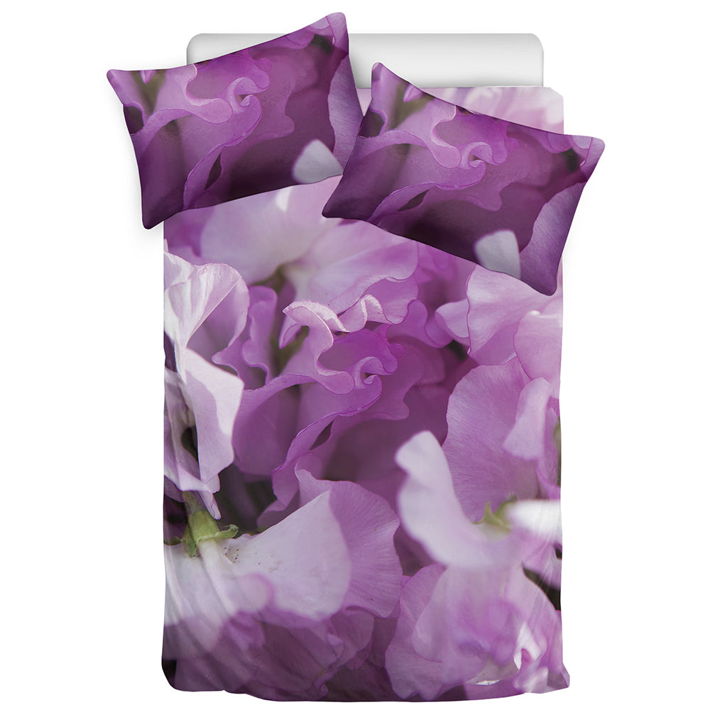 Purple Sweet Pea Print Duvet Cover Bedding Set