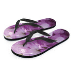 Purple Sweet Pea Print Flip Flops