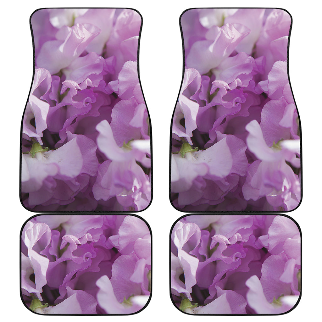 Purple Sweet Pea Print Front and Back Car Floor Mats