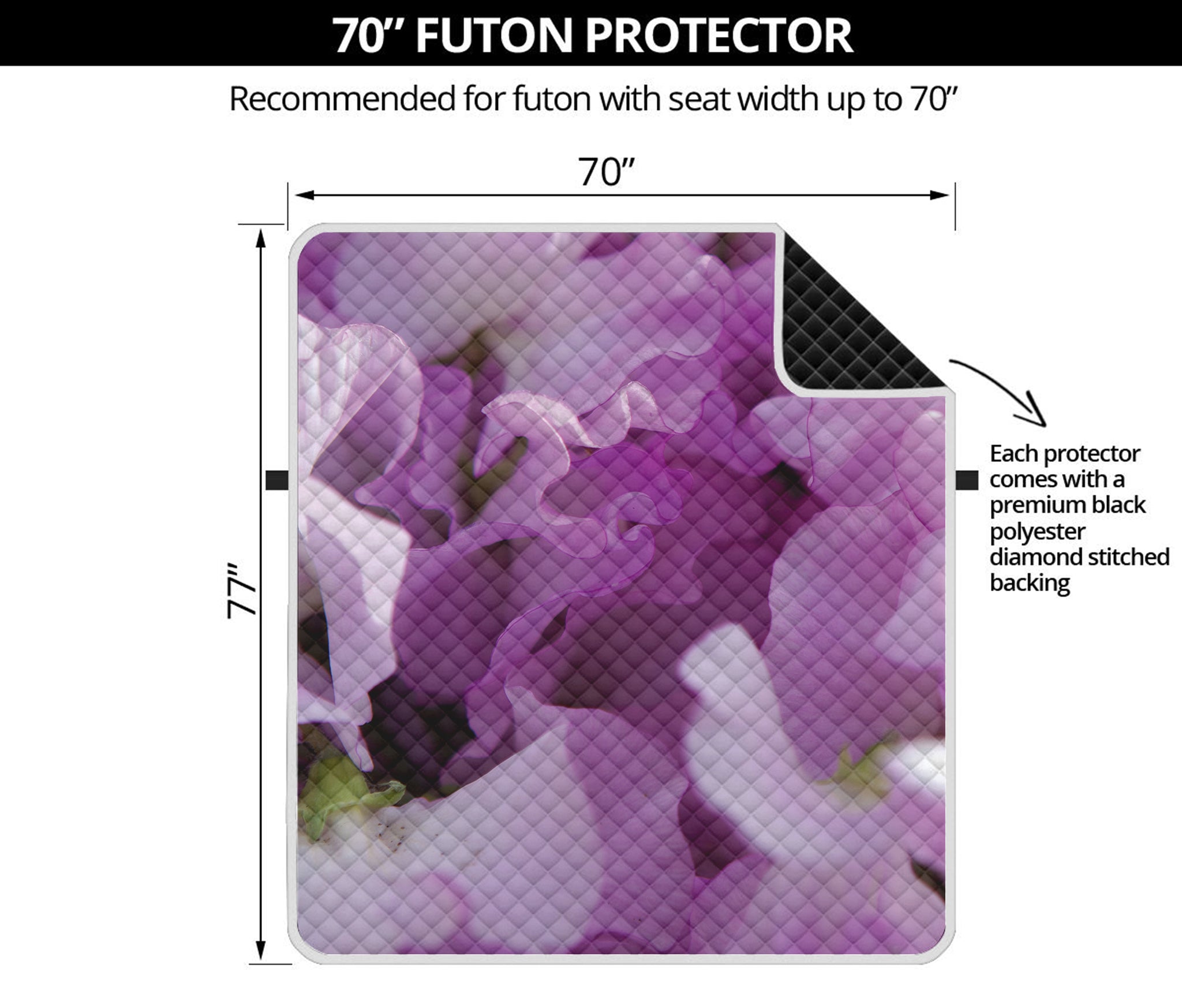 Purple Sweet Pea Print Futon Protector