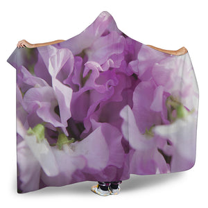 Purple Sweet Pea Print Hooded Blanket