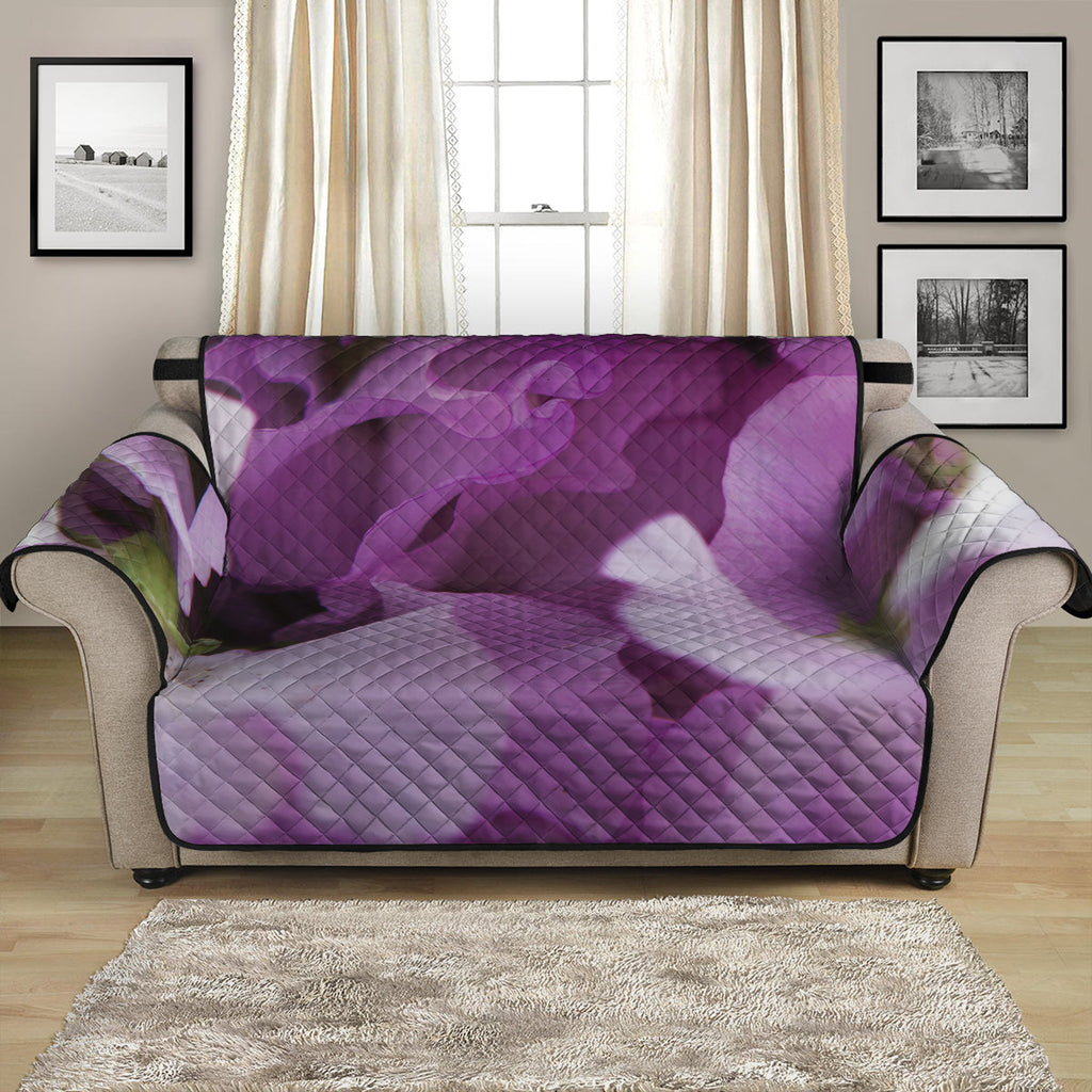 Purple Sweet Pea Print Loveseat Protector