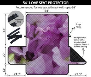 Purple Sweet Pea Print Loveseat Protector