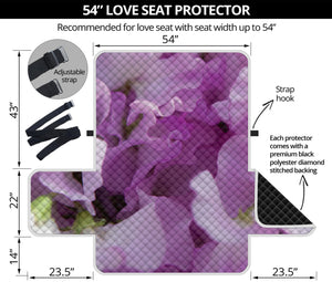 Purple Sweet Pea Print Loveseat Protector