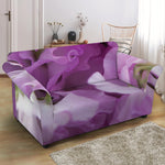 Purple Sweet Pea Print Loveseat Slipcover