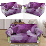 Purple Sweet Pea Print Loveseat Slipcover