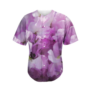 Purple Sweet Pea Print Men's Baseball Jersey