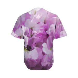 Purple Sweet Pea Print Men's Baseball Jersey