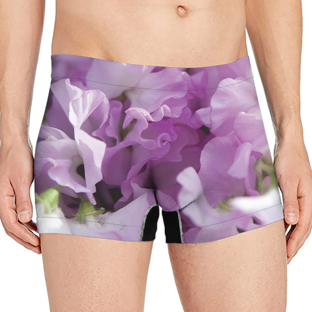 Purple Sweet Pea Print Men's Boxer Briefs