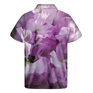 Purple Sweet Pea Print Men's Short Sleeve Shirt