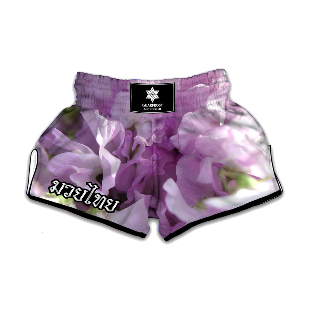 Purple Sweet Pea Print Muay Thai Boxing Shorts