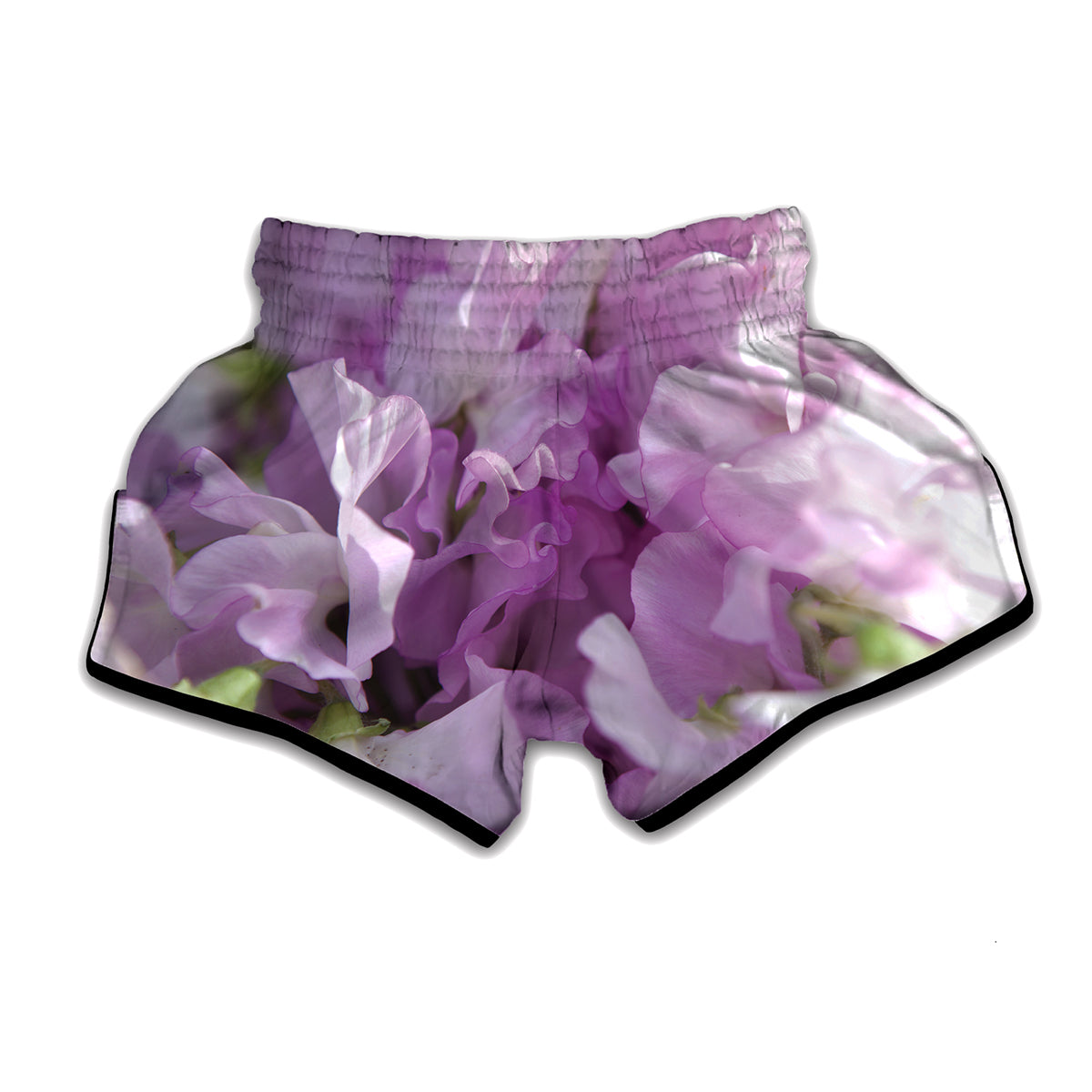 Purple Sweet Pea Print Muay Thai Boxing Shorts