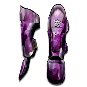 Purple Sweet Pea Print Muay Thai Shin Guard